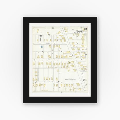 Old map wall art mockup — black gallery frame with white mat — Sanborn Fire Insurance Map from Saint Augustine, Saint John's County, Florida (1910), Sheet #0023