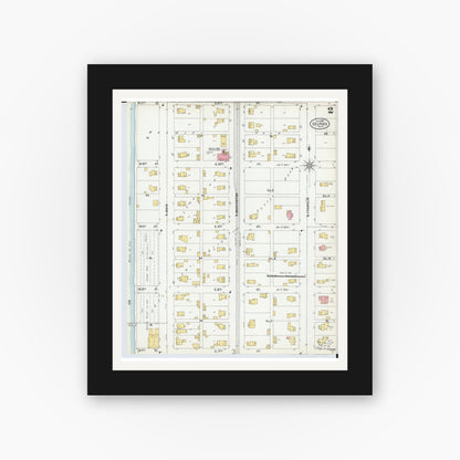 Old map wall art mockup — black gallery frame with white mat — Sanborn Fire Insurance Map from Delphos, Van Wert And Allen Counties, Ohio (1899), Sheet #0002