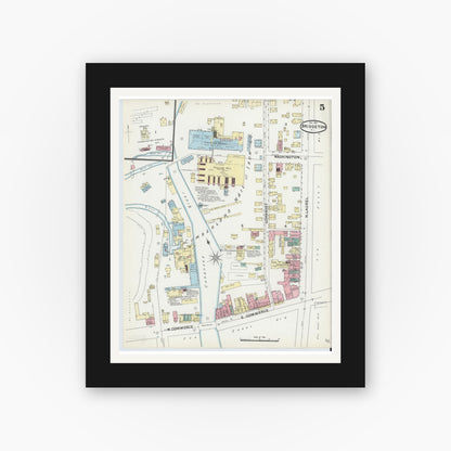 Old map wall art mockup — black gallery frame with white mat — Sanborn Fire Insurance Map from Bridgeton, Cumberland County, New Jersey (1891), Sheet #0005