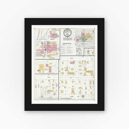 Old map wall art mockup — black gallery frame with white mat — Sanborn Fire Insurance Map from Galva, Henry County, Illinois (1899) - Complete Map Set