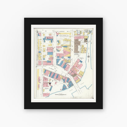 Old map wall art mockup — black gallery frame with white mat — Sanborn Fire Insurance Map from Beloit, Rock County, Wisconsin (1926), Sheet #0002