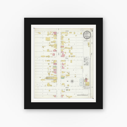 Old map wall art mockup — black gallery frame with white mat — Sanborn Fire Insurance Map from Teutopolis, Effingham County, Illinois (1898) - Complete Map Set