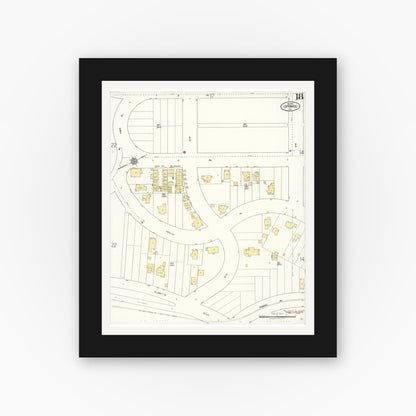 Old map wall art mockup — black gallery frame with white mat — Sanborn Fire Insurance Map from Coronado, San Diego County, California (1921), Sheet #0018