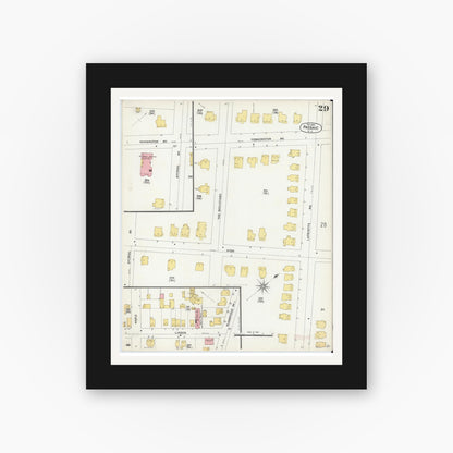 Old map wall art mockup — black gallery frame with white mat — Sanborn Fire Insurance Map from Passaic, Passaic County, New Jersey (1903), Sheet #0029