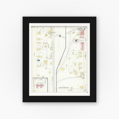 Old map wall art mockup — black gallery frame with white mat — Sanborn Fire Insurance Map from Casey, Clark County, Illinois (1912), Sheet #0004