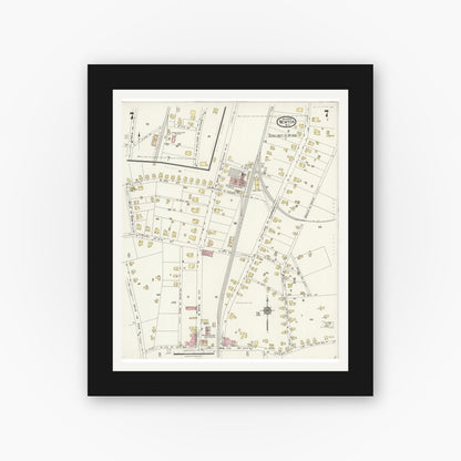 Old map wall art mockup — black gallery frame with white mat — Sanborn Fire Insurance Map from Newton, Catawba County, North Carolina (1924), Sheet #0007