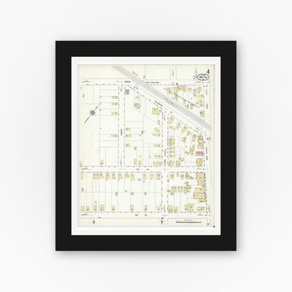 Old map wall art mockup — black gallery frame with white mat — Sanborn Fire Insurance Map from Winton, Lackawanna County, Pennsylvania (1912), Sheet #0004