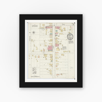 Old map wall art mockup — black gallery frame with white mat — Sanborn Fire Insurance Map from Zeeland, Ottawa County, Michigan (1895) - Complete Map Set