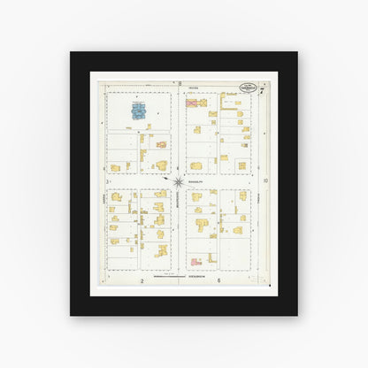 Old map wall art mockup — black gallery frame with white mat — Sanborn Fire Insurance Map from San Angelo, Tom Green County, Texas (1904), Sheet #0007