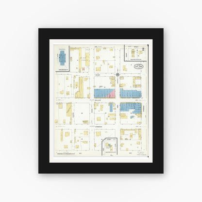 Old map wall art mockup — black gallery frame with white mat — Sanborn Fire Insurance Map from San Saba, San Saba County, Texas (1912), Sheet #0002