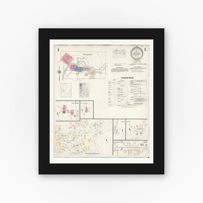 Old map wall art mockup — black gallery frame with white mat — Sanborn Fire Insurance Map from Arcadia, Trempealeau County, Wisconsin (1943) - Complete Map Set