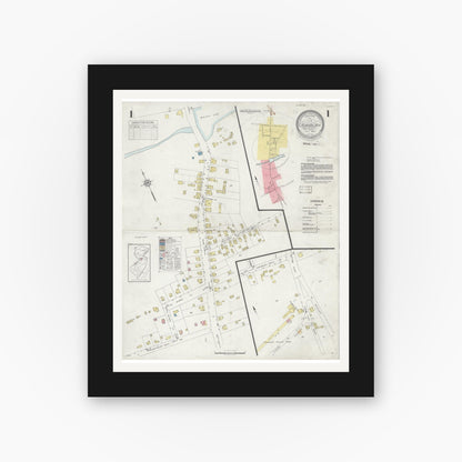 Old map wall art mockup — black gallery frame with white mat — Sanborn Fire Insurance Map from Cranbury, Middlesex County, New Jersey (1933) - Complete Map Set