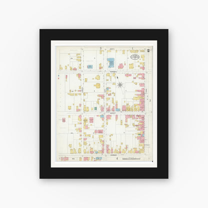 Old map wall art mockup — black gallery frame with white mat — Sanborn Fire Insurance Map from Leesburg, Loudoun County, Virginia (1903), Sheet #0002