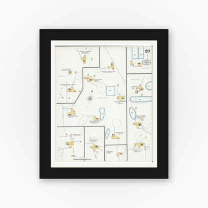 Old map wall art mockup — black gallery frame with white mat — Sanborn Fire Insurance Map from Joplin, Jasper County, Missouri (1900), Sheet #0029