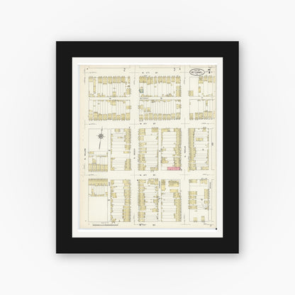 Old map wall art mockup — black gallery frame with white mat — Sanborn Fire Insurance Map from Mount Carmel, Northumberland County, Pennsylvania (1913), Sheet #0007