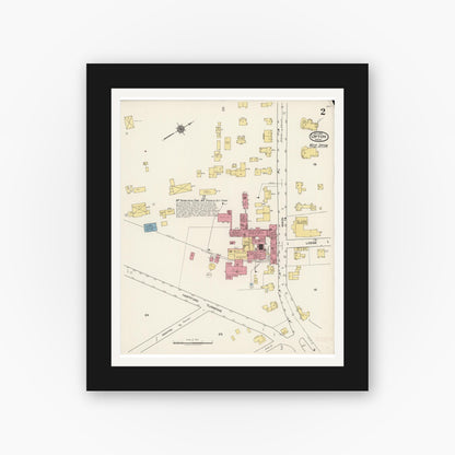 Old map wall art mockup — black gallery frame with white mat — Sanborn Fire Insurance Map from Upton, Worcester County, Massachusetts (1922), Sheet #0002