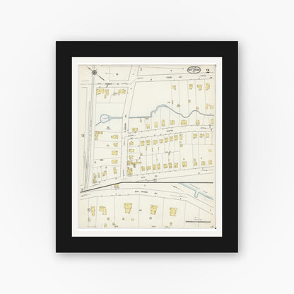 Old map wall art mockup — black gallery frame with white mat — Sanborn Fire Insurance Map from Bay Shore, Suffolk County, New York (1915) - Complete Map Set
