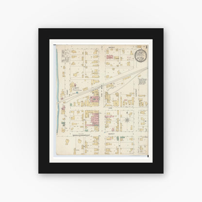 Old map wall art mockup — black gallery frame with white mat — Sanborn Fire Insurance Map from La Rue, Marion County, Ohio (1891) - Complete Map Set