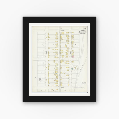 Old map wall art mockup — black gallery frame with white mat — Sanborn Fire Insurance Map from Mauch Chunk, Carbon County, Pennsylvania (1896), Sheet #0006