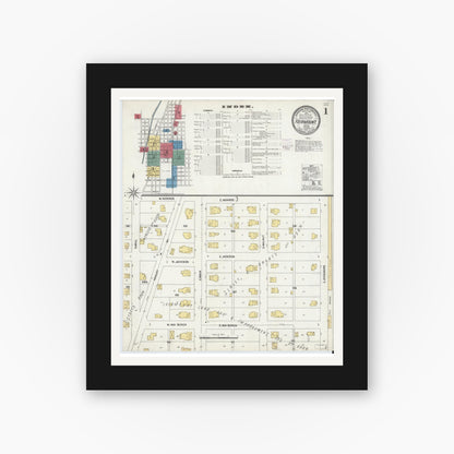 Old map wall art mockup — black gallery frame with white mat — Sanborn Fire Insurance Map from Fairmount, Grant County, Indiana (1902) - Complete Map Set