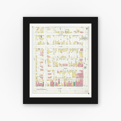 Old map wall art mockup — black gallery frame with white mat — Sanborn Fire Insurance Map from Circleville, Pickaway County, Ohio (1899), Sheet #0002