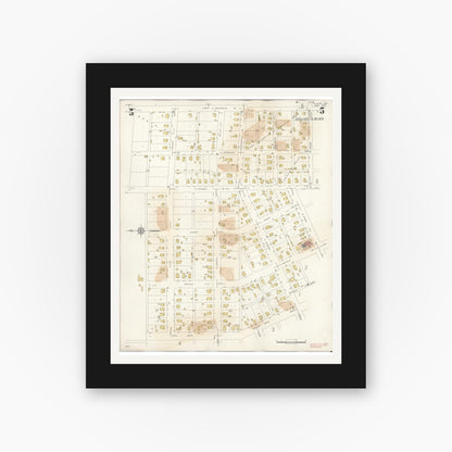 Old map wall art mockup — black gallery frame with white mat — Sanborn Fire Insurance Map from Slater, Saline County, Missouri (1944), Sheet #0005