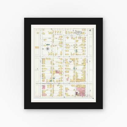 Old map wall art mockup — black gallery frame with white mat — Sanborn Fire Insurance Map from Clearfield, Clearfield County, Pennsylvania (1904), Sheet #0004