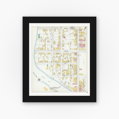 Old map wall art mockup — black gallery frame with white mat — Sanborn Fire Insurance Map from Carnegie, Allegheny County, Pennsylvania (1901), Sheet #0003