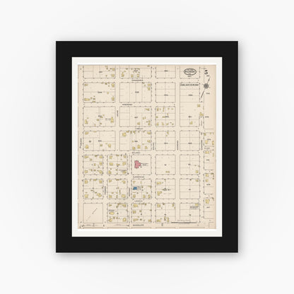 Old map wall art mockup — black gallery frame with white mat — Sanborn Fire Insurance Map from Runge, Karnes County, Texas (1922), Sheet #0005