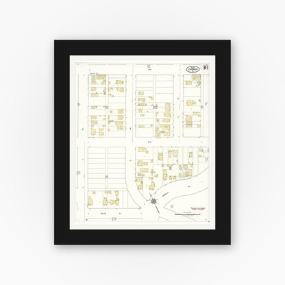 Old map wall art mockup — black gallery frame with white mat — Sanborn Fire Insurance Map from Coronado, San Diego County, California (1921), Sheet #0016