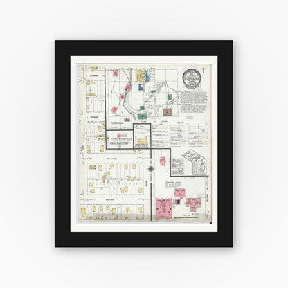 Old map wall art mockup — black gallery frame with white mat — Sanborn Fire Insurance Map from Stambaugh, Iron County, Michigan (1922), Sheet #0001