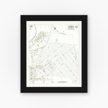 Old map wall art mockup — black gallery frame with white mat — Sanborn Fire Insurance Map from Carbondale, Lackawanna County, Pennsylvania (1923), Sheet #0025