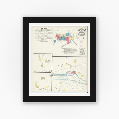 Old map wall art mockup — black gallery frame with white mat — Sanborn Fire Insurance Map from Hamburg, Erie County, New York (1907) - Complete Map Set