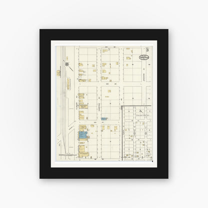 Old map wall art mockup — black gallery frame with white mat — Sanborn Fire Insurance Map from Holmestead, Dade County, Florida (1920), Sheet #0003