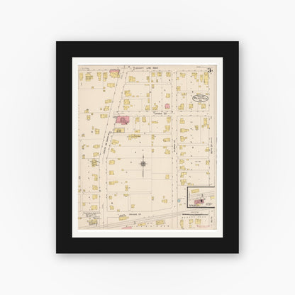 Old map wall art mockup — black gallery frame with white mat — Sanborn Fire Insurance Map from Wolcottville, Noble And LaGrange Counties, Indiana (1922), Sheet #0003