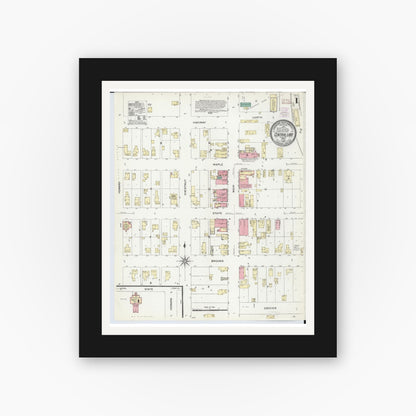Old map wall art mockup — black gallery frame with white mat — Sanborn Fire Insurance Map from Central Lake, Antrim County, Michigan (1907) - Complete Map Set