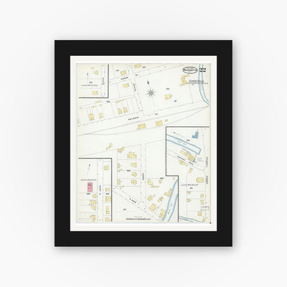 Old map wall art mockup — black gallery frame with white mat — Sanborn Fire Insurance Map from Washington, Warren County, New Jersey (1909), Sheet #0022