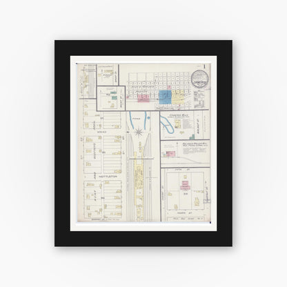 Old map wall art mockup — black gallery frame with white mat — Sanborn Fire Insurance Map from Cameron, Clinton County, Missouri (1885) - Complete Map Set