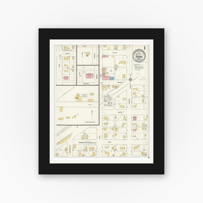 Old map wall art mockup — black gallery frame with white mat — Sanborn Fire Insurance Map from Roann, Wabash County, Indiana (1911) - Complete Map Set