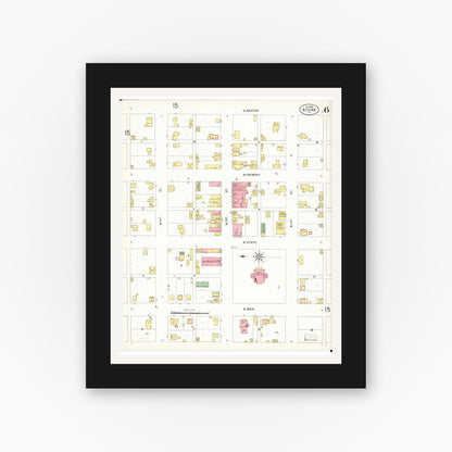 Old map wall art mockup — black gallery frame with white mat — Sanborn Fire Insurance Map from Boone, Boone County, Iowa (1900), Sheet #0006
