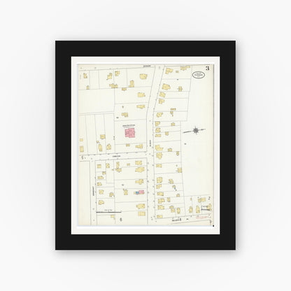Old map wall art mockup — black gallery frame with white mat — Sanborn Fire Insurance Map from Sodus, Wayne County, New York (1911), Sheet #0003