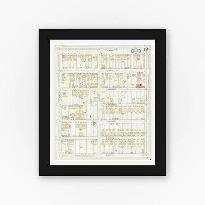 Old map wall art mockup — black gallery frame with white mat — Sanborn Fire Insurance Map from Hazleton, Luzerne County, Pennsylvania (1895), Sheet #0018