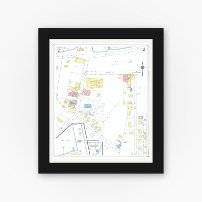 Old map wall art mockup — black gallery frame with white mat — Sanborn Fire Insurance Map from Put-in-bay, Ottawa County, Ohio (1950), Sheet #0002
