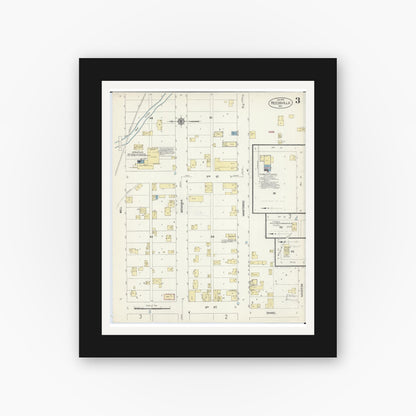 Old map wall art mockup — black gallery frame with white mat — Sanborn Fire Insurance Map from Reedsville, Manitowoc County, Wisconsin (1913), Sheet #0003