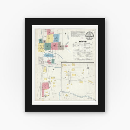Old map wall art mockup — black gallery frame with white mat — Sanborn Fire Insurance Map from Nacogdoches, Nacogdoches County, Texas (1912) - Complete Map Set