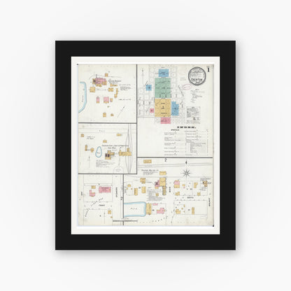 Old map wall art mockup — black gallery frame with white mat — Sanborn Fire Insurance Map from Trenton, Clinton County, Illinois (1899) - Complete Map Set