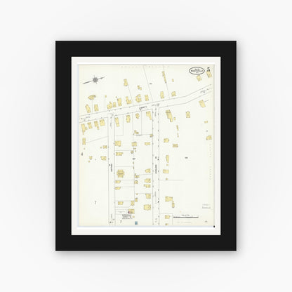 Old map wall art mockup — black gallery frame with white mat — Sanborn Fire Insurance Map from Monticello, Sullivan County, New York (1911), Sheet #0005