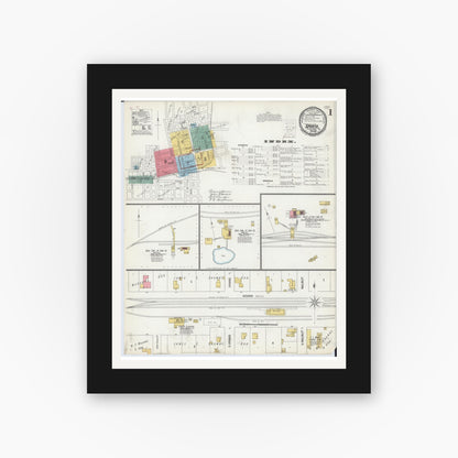 Old map wall art mockup — black gallery frame with white mat — Sanborn Fire Insurance Map from Sparta, Randolph County, Illinois (1900) - Complete Map Set