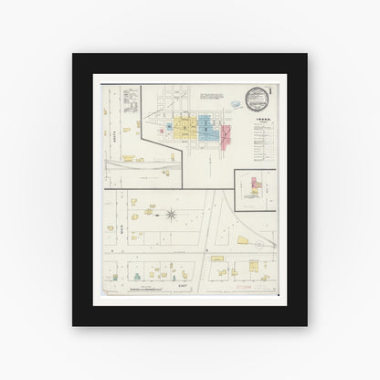 Old map wall art mockup — black gallery frame with white mat — Sanborn Fire Insurance Map from Dodge Center, Dodge County, Minnesota (1894) - Complete Map Set