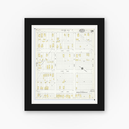 Old map wall art mockup — black gallery frame with white mat — Sanborn Fire Insurance Map from Ashland, Ashland County, Wisconsin (1909), Sheet #0029